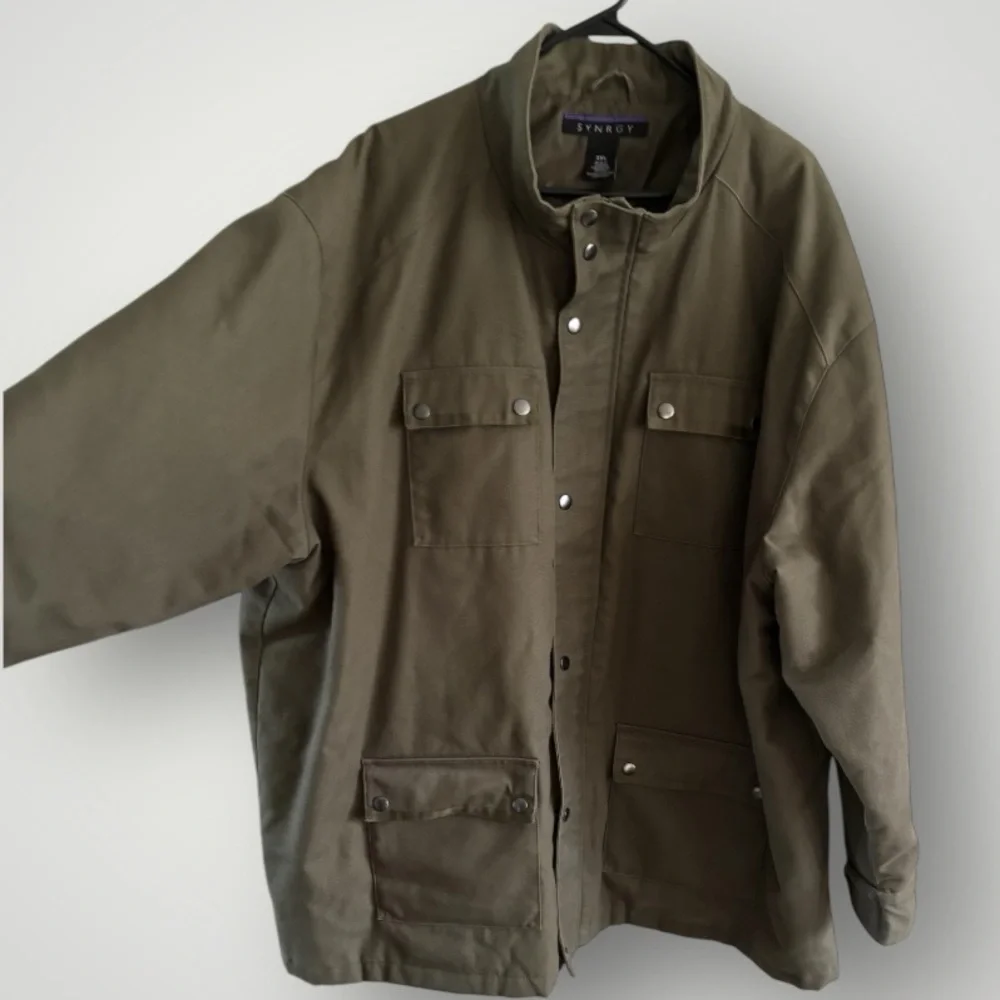 SYNRGY DXL Olive Green Canvas Military Field Jacket  Lined Mens 3XL
